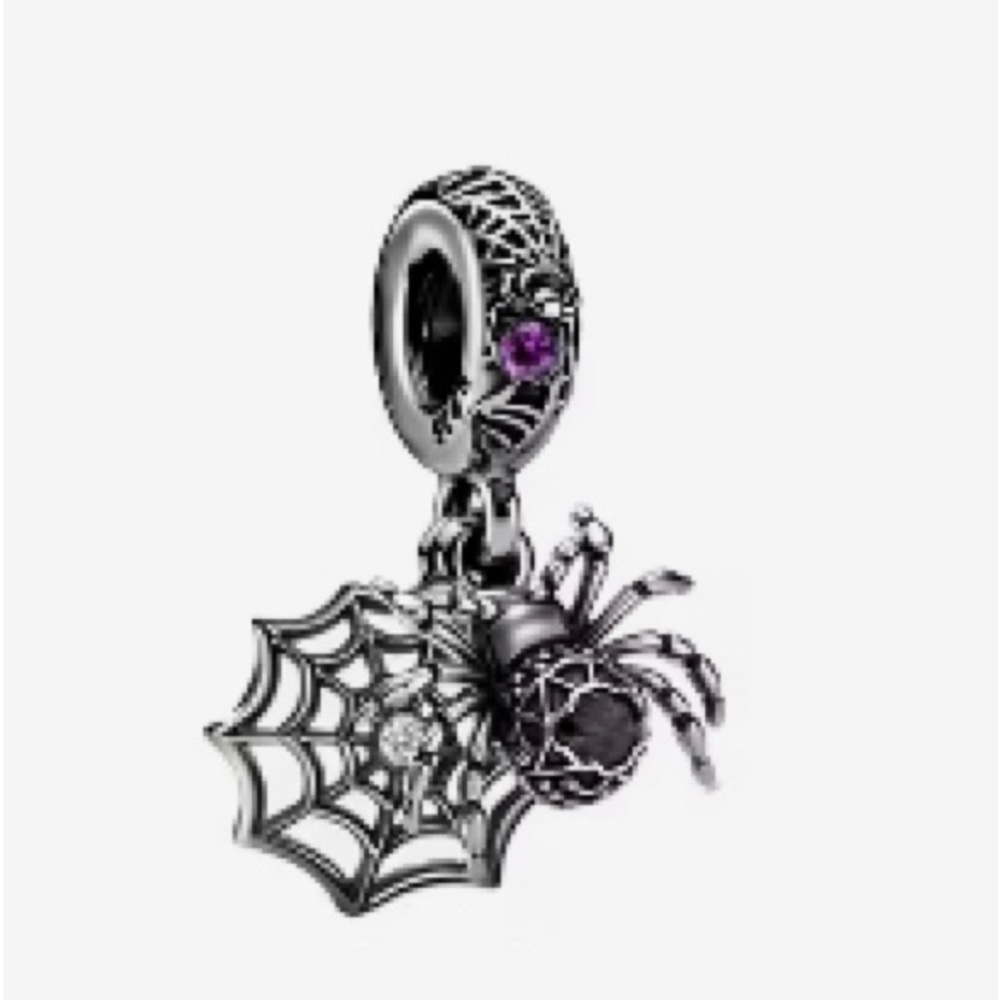 Spider Web Charm with Purple Gem